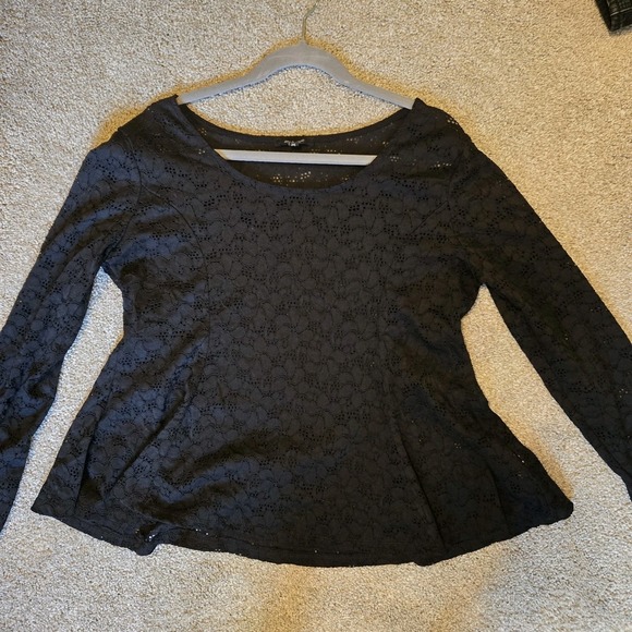 Ambiance Sheer Womens 3XL Black Lace Long Sleeve Blouse Peplum Whimsigoth Goth - Picture 8 of 12